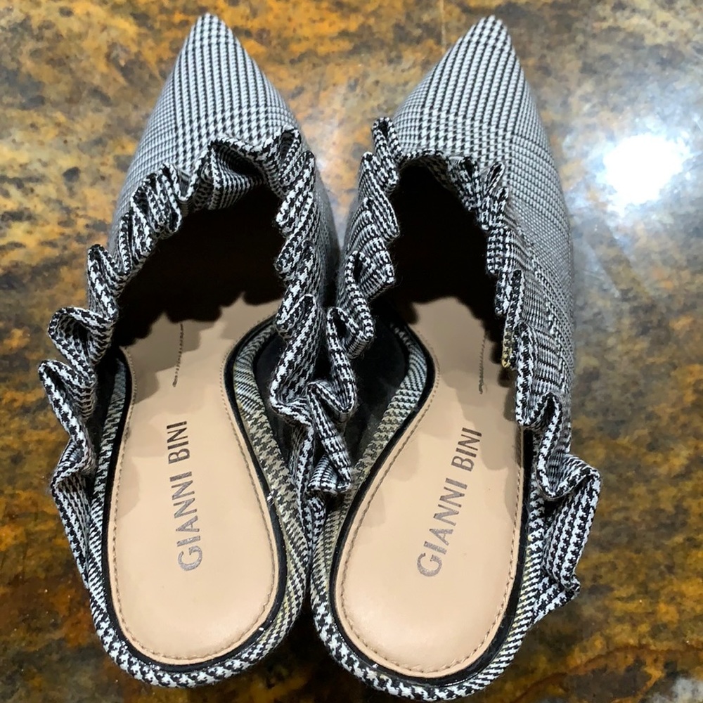 Gianni Bini Checkered Ruffle Pointed Toe Mule - image 1